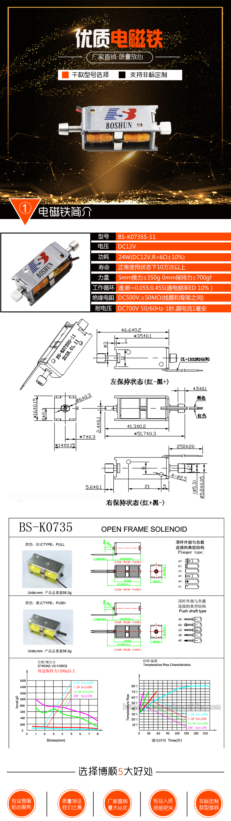 充电枪电磁锁 BS-K0735S-11